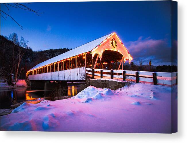 New Hampshire Canvas Print featuring the photograph Stark Covered Bridge by Robert Clifford