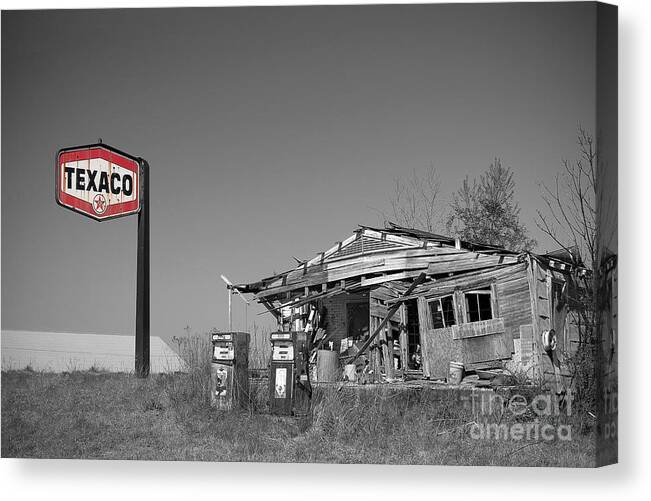 Texaco Canvas Print featuring the photograph Texaco Country Store with Sign by T Lowry Wilson