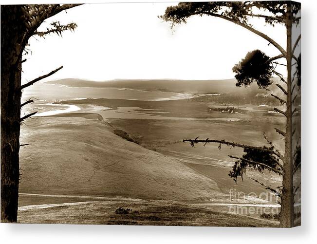  Lagoon Canvas Print featuring the photograph The lagoon at the mouth of the Carmel River from Fish Ranch California 1905 by Monterey County Historical Society