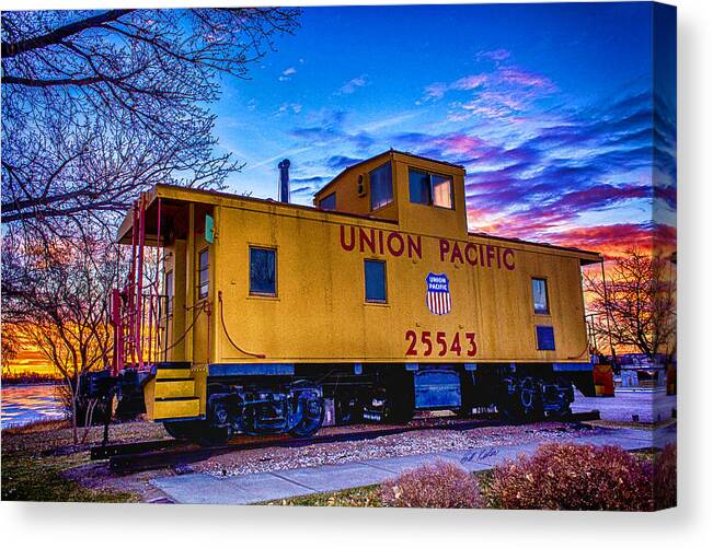 Bill Kesler Canvas Print featuring the photograph UP 25543 - Caboose Art by Bill Kesler