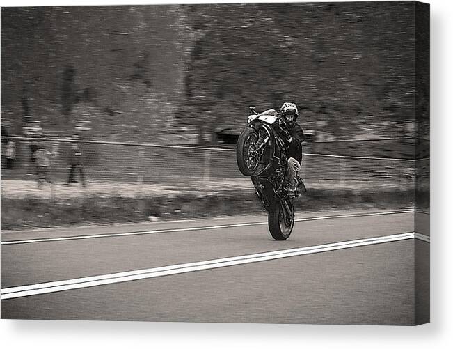 Harriman State Park Canvas Print featuring the photograph Wheelie by the Park by D L McDowell-Hiss