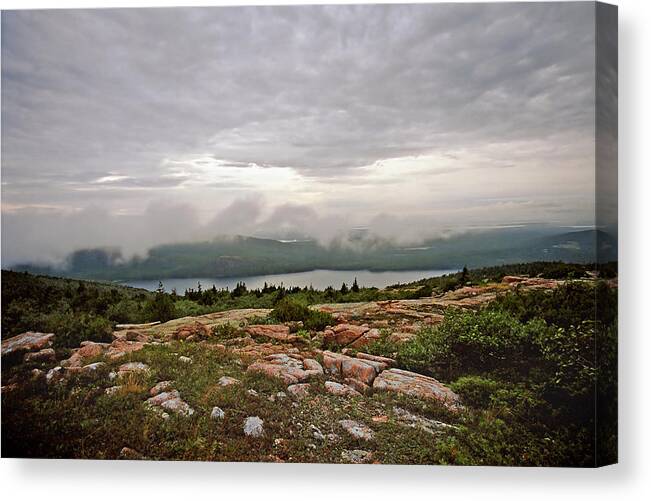Cadillac Mountain Canvas Print featuring the photograph A Cloudy Mist by Joann Vitali