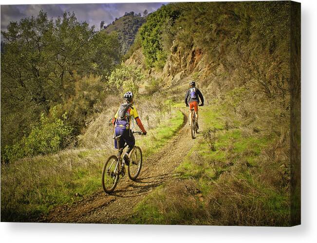 Mountain Biking Canvas Print featuring the photograph Blazing The Trail by Sherri Meyer