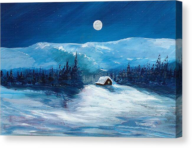 Winter Canvas Print featuring the painting Get Away Cabin by George Richardson