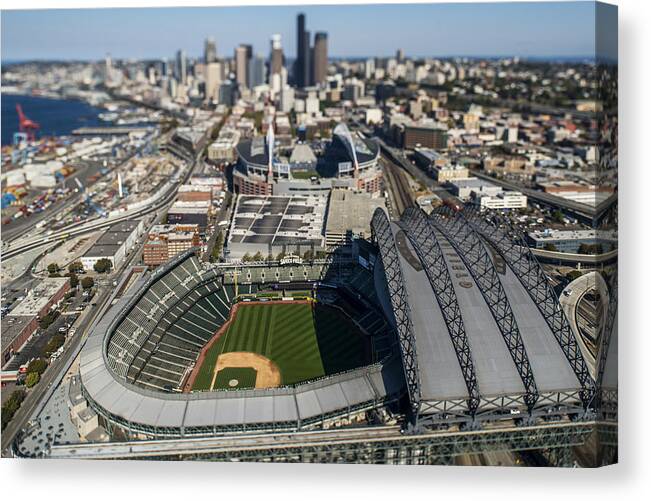 Seattle Canvas Print featuring the photograph Safeco Field from Air by Yoshiki Nakamura
