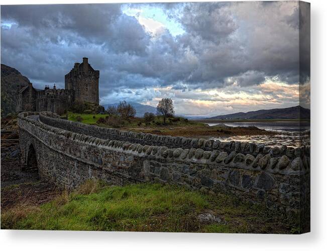 Eilean Donan Castle Canvas Print featuring the photograph Eilean Donan Castle in the Morning Light #1 by Jim Dohms