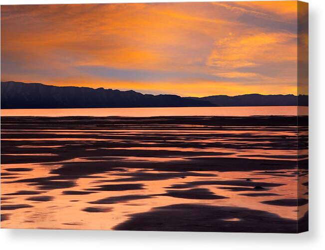 Great Salt Lake Canvas Print featuring the photograph Great Salt Lake Sunset #1 by Douglas Pulsipher