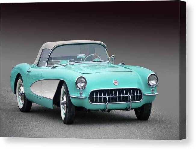 1956 Canvas Print featuring the photograph 1956 Chev Corvette by Bill Dutting