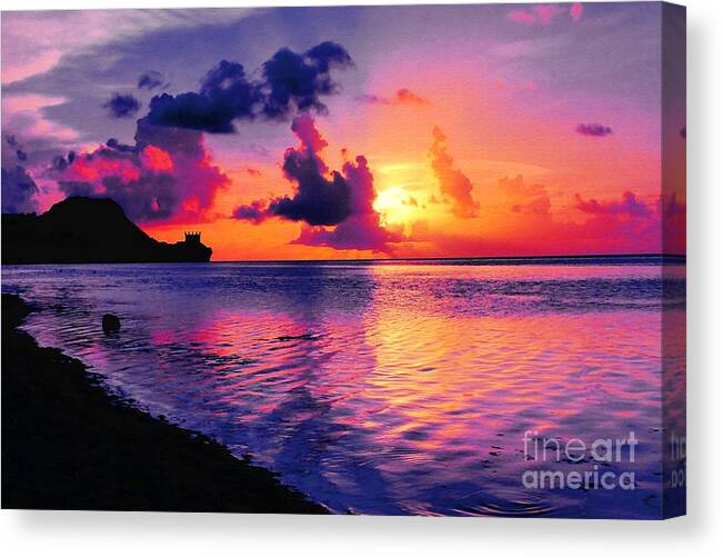 Island Canvas Print featuring the photograph Sunset at Tumon Bay Guam by Scott Cameron