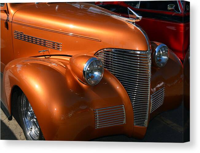 Chevy Canvas Print featuring the photograph 39 Chev Nose Detail by Bill Dutting