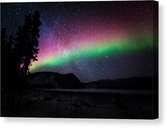  Canvas Print featuring the photograph Aurora Rainbow by Chris Multop