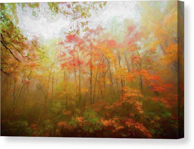 Autumn Canvas Print featuring the painting Autumn Fall Colors - Dazzling Color in the Blue Ridge AP by Dan Carmichael
