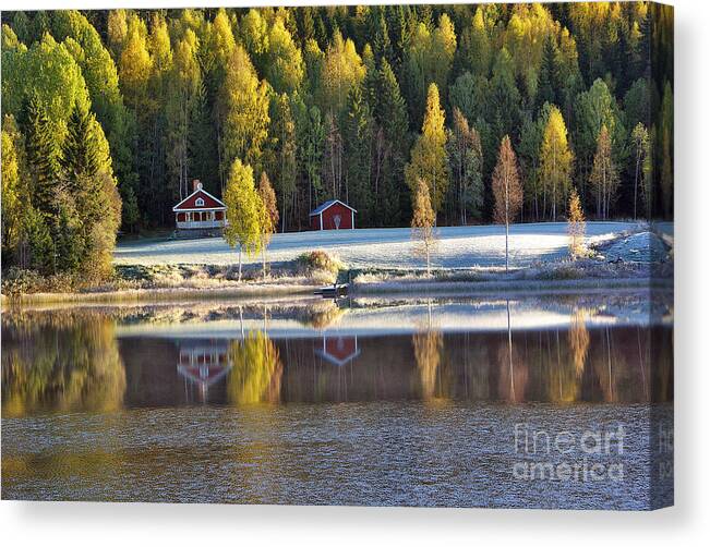 Autumn Canvas Print featuring the photograph Autumn Mirror by MarianaEwa Asklof