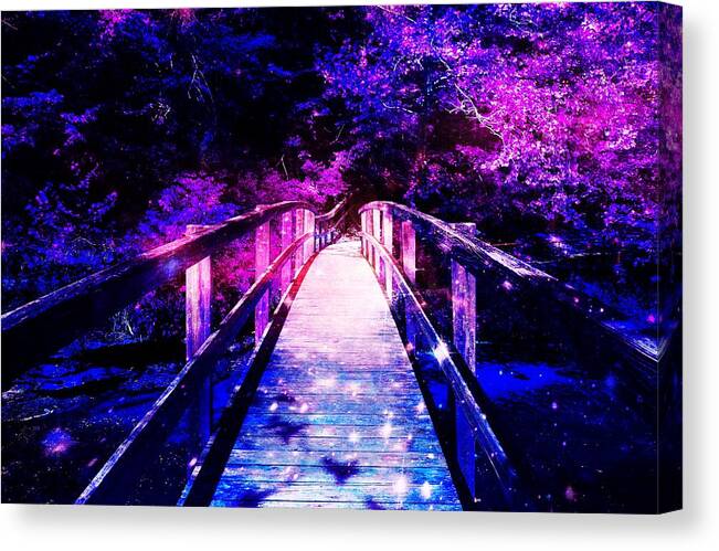 Fantasy Canvas Print featuring the mixed media Beware of the Bridge at Night by Stacie Siemsen