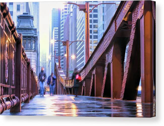 Chicago Canvas Print featuring the painting Chicago LaSalle Street Bridge by Christopher Arndt