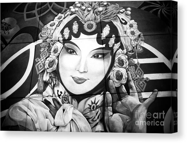 Chinatown Mural Canvas Print featuring the photograph Montreal Chinatown Mural by John Rizzuto