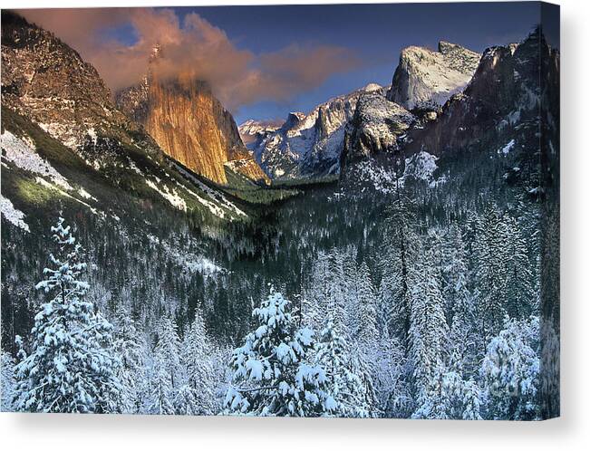 Dave Welling Canvas Print featuring the photograph Clearing Winter Storm El Capitan Yosemite National Park by Dave Welling