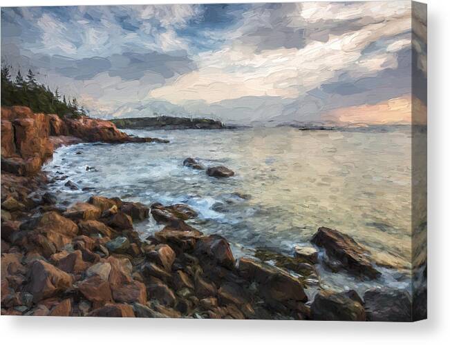 Maine Canvas Print featuring the digital art Cliffs of Acadia II by Jon Glaser