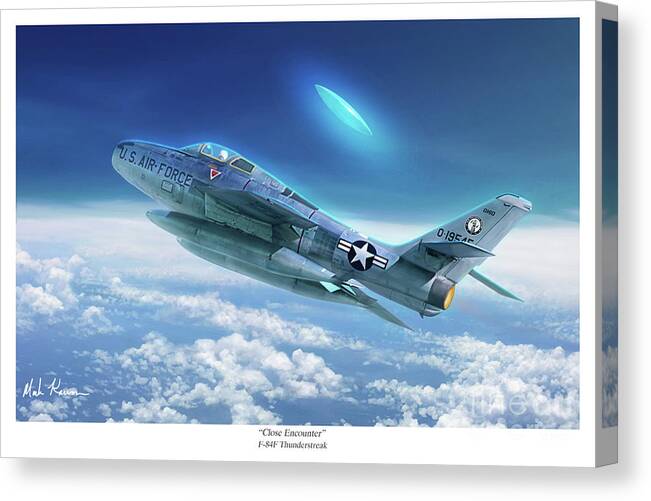 Aviation Art Print Canvas Print featuring the painting Close Encounter by Mark Karvon