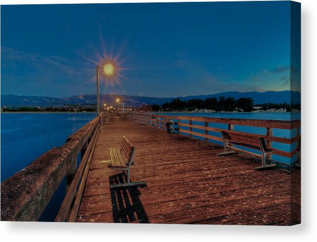 Abstract Canvas Print featuring the photograph Empty Pier Glow by Connie Cooper-Edwards