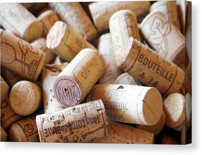Wine Corks Canvas Print featuring the photograph French Wine Corks by Georgia Fowler