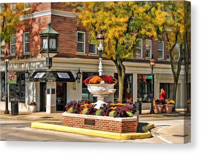 Glen Ellyn Canvas Print featuring the painting Glen Ellyn Watering Fountain by Christopher Arndt