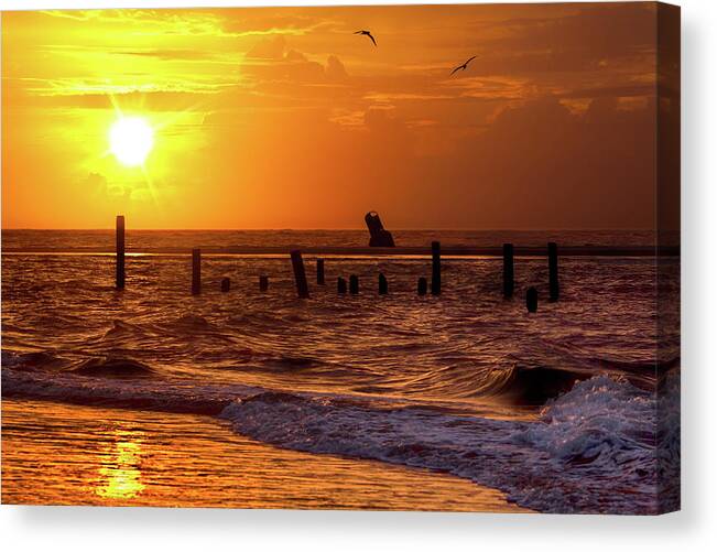 Outer Banks Canvas Print featuring the photograph Golden Sunrise on the Outer Banks by Dan Carmichael