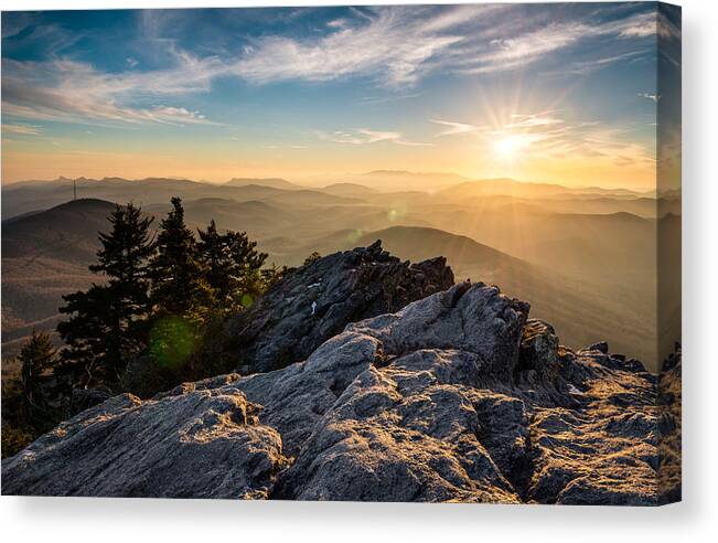 Grandfather Mountain Canvas Print featuring the photograph Grandfather Mountain Sunset Blue Ridge Parkway Western NC by Dave Allen