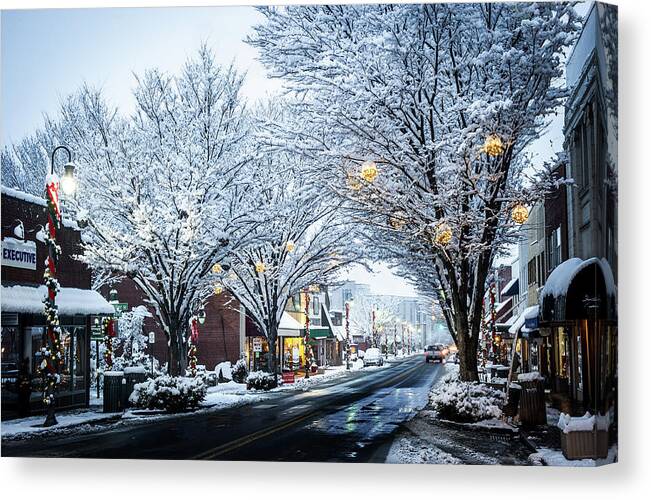 Winter Canvas Print featuring the photograph Great Smoky Mountains NC Winter In Waynesville by Robert Stephens