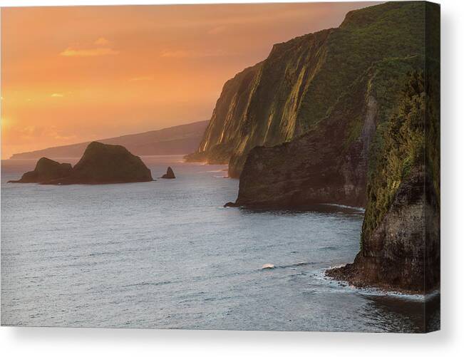 Clouds Canvas Print featuring the photograph Hawaii Sunrise at the Pololu Valley Lookout 2 by Larry Marshall