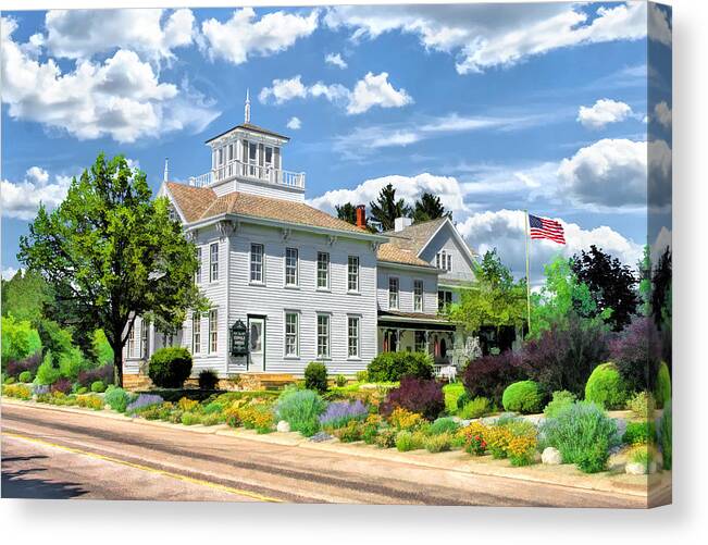 Door County Canvas Print featuring the painting Historic Cupola House in Egg Harbor Door County by Christopher Arndt