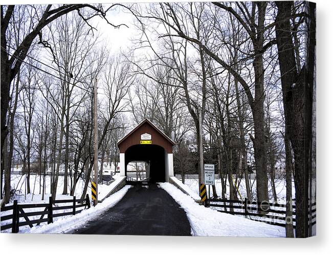 Knecht's Covered Bridge Canvas Print featuring the photograph Knecht's Mill Covered Bridge by John Rizzuto