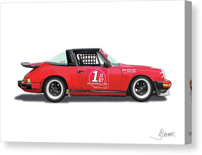 Porsche Owners Club Canvas Print featuring the digital art leonard SCHENKEL by Alain Jamar