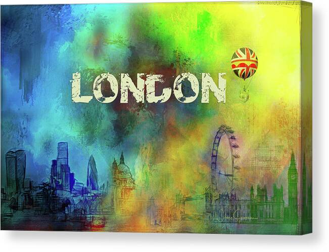 London-skyline Canvas Print featuring the digital art London - Skyline by Nicky Jameson