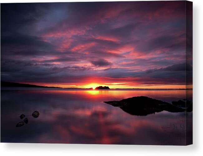 2011 Canvas Print featuring the photograph Lough Mask Dawn by Niall Whelan