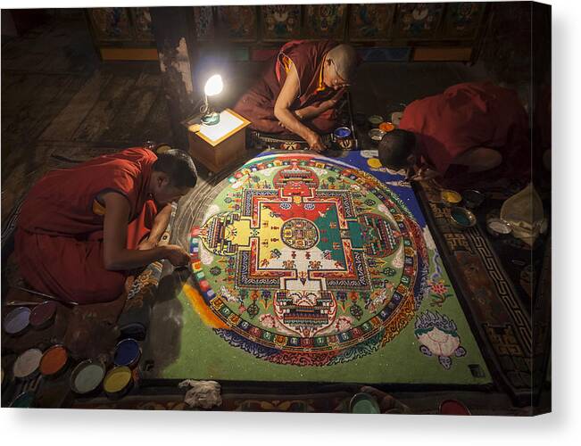 Mandala Canvas Print featuring the photograph Making of Mandala by Hitendra SINKAR