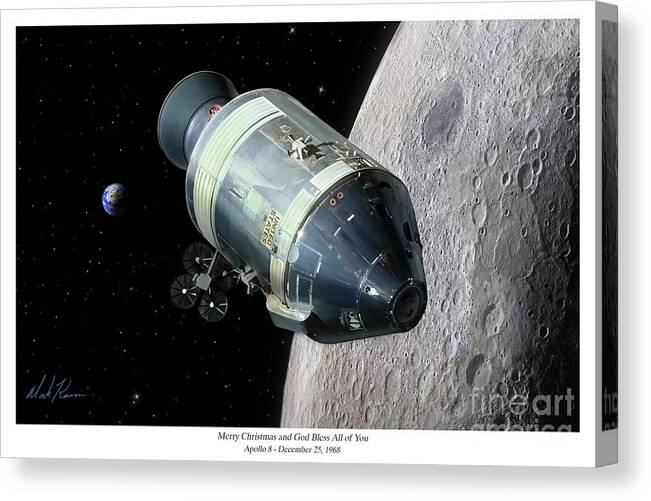Space Canvas Print featuring the painting Merry Christmas and God Bless All of You by Mark Karvon
