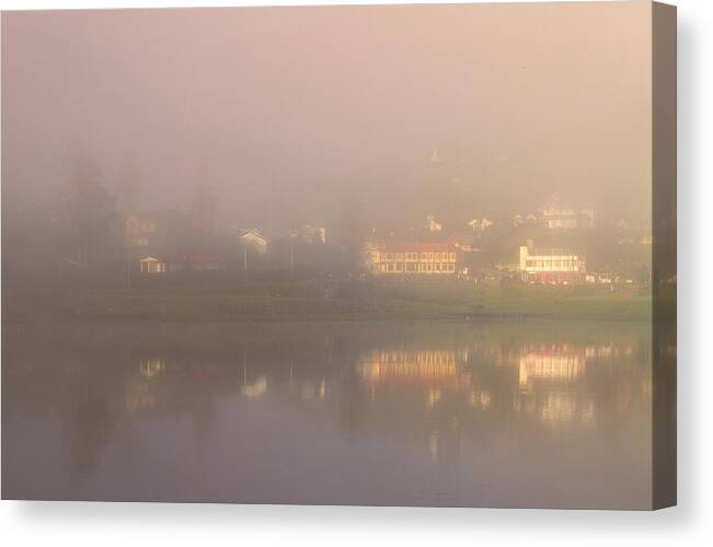 Mist Canvas Print featuring the photograph Mist over Lake Gregory by Hitendra SINKAR