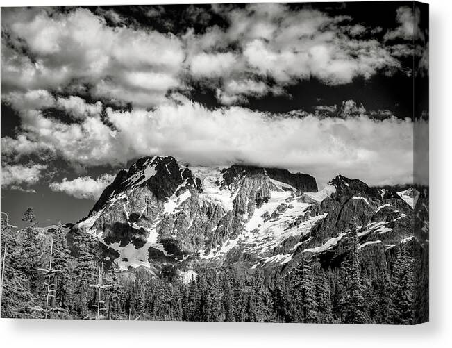 Mount Baker Canvas Print featuring the photograph Mount Shuksan Under Clouds by Jon Glaser