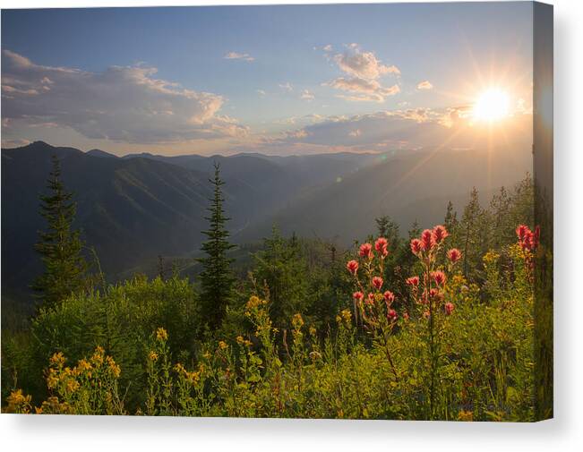 Idaho Canvas Print featuring the photograph Mountain Light by Idaho Scenic Images Linda Lantzy
