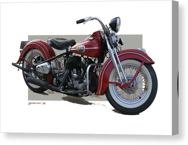 Harley Davidson Canvas Print featuring the photograph OLD RED Harley Davidson by Gary Gunderson