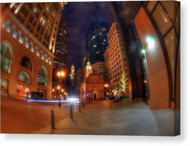 Old State House Canvas Print featuring the photograph Old State House - Boston at Night by Joann Vitali
