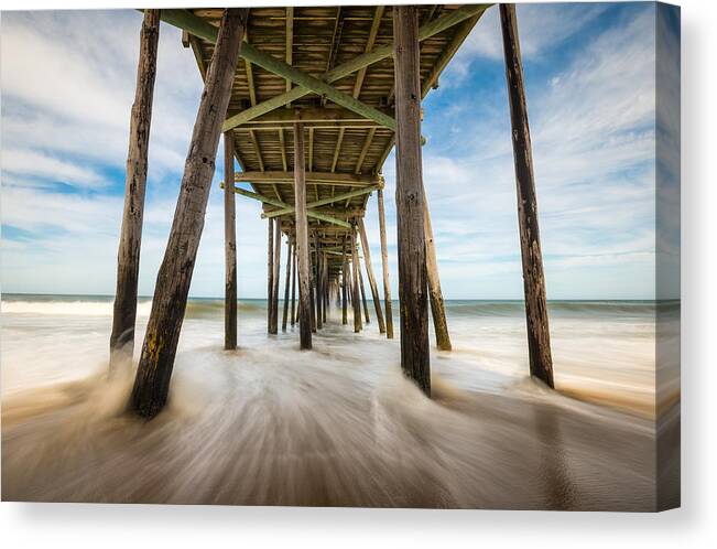 Nags Head Canvas Print featuring the photograph Outer Banks NC Nags Head Fishing Pier OBX by Dave Allen