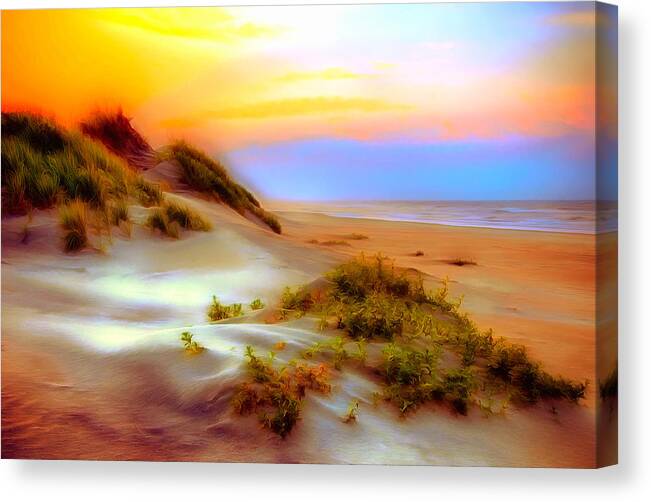 North Carolina Canvas Print featuring the painting Outer Banks Soft Dune Sunrise AP by Dan Carmichael