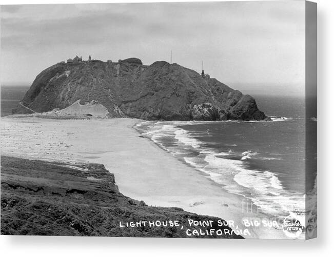 Point Sur Light Canvas Print featuring the photograph Point Sur Light Station Circa 1939 by Monterey County Historical Society