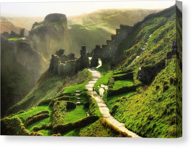 Tintagel Castle Canvas Print featuring the photograph Rising From a Legend by Trudi Simmonds