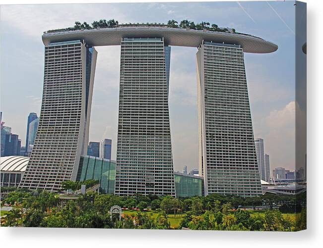 Hotel Canvas Print featuring the photograph Singapore, Singapore - Marina Bay Sands Hotel 2 by Richard Krebs