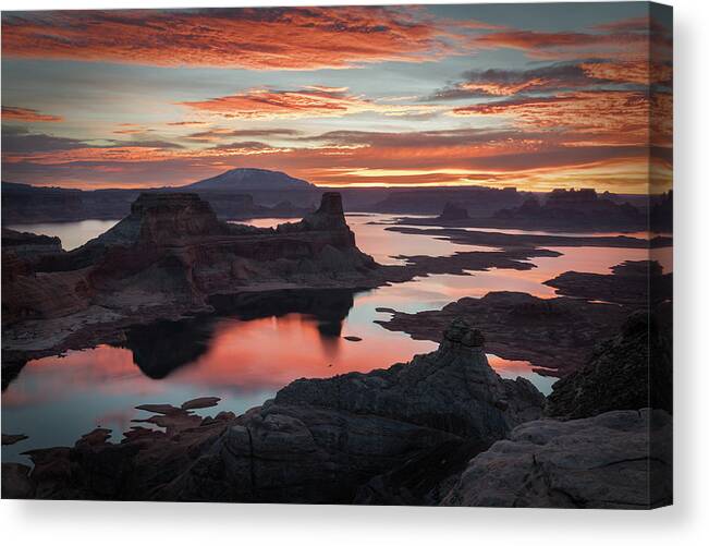 Lake Powell Canvas Print featuring the photograph Sunrise at Lake Powell by James Udall