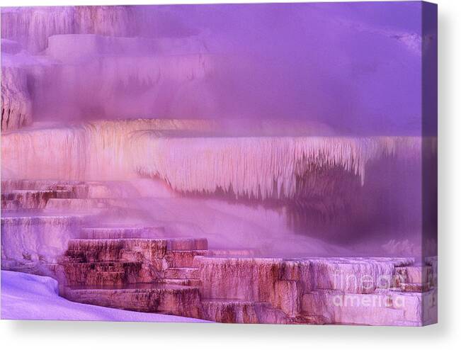 North America Canvas Print featuring the photograph Sunrise at Minerva Springs Yellowstone National Park by Dave Welling