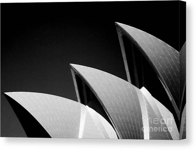 Sydney Opera House Iconic Building Black And White Monochrome Canvas Print featuring the photograph Sydney Opera House by Sheila Smart Fine Art Photography